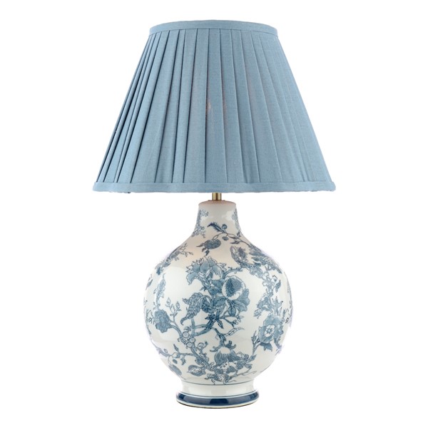 (image for) Laura Ashley Maltby Table Lamp Blue Ceramic and Antique Brass With Shade